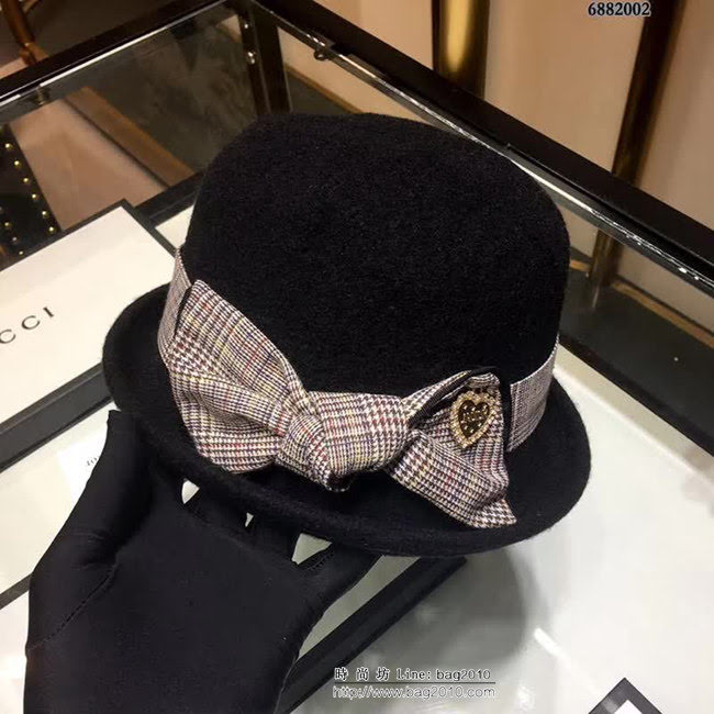 DIOR迪奧 韓版專櫃代購休閒款 秋冬羊毛圓頂禮帽 高端時尚盆帽 6882002 LLWJ7610
